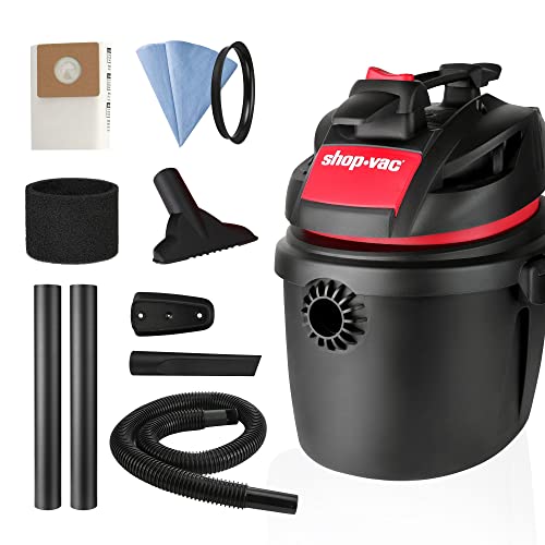 Shop-Vac 2.5 Gallon 2.5 Peak HP Wet/Dry Vacuum, Portable Compact Shop Vacuum with Wall Bracket & Multifunctional Attachments, 5760288 - WoodArtSupply