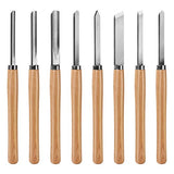 HAUTMEC Professional Wood Turning Chisel 8 pcs Set, Lathe Chisel Set with 2 Skew 1 Spear Point 1 Parting 1 Round Nose & 3 Gouge Tools for Beginners, HAUTMEC