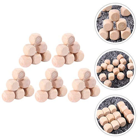Wooden Dice 100pcs Wooden Cubes Unfinished Wooden Dice Wooden Six- sided Blank Dices Six Sides Blank Square Blocks Small Wooden Blocks DIY Craft Milisten