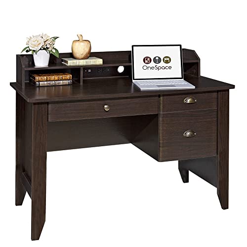 OneSpace Eleanor Executive Desk Wood Grain, Espresso - WoodArtSupply