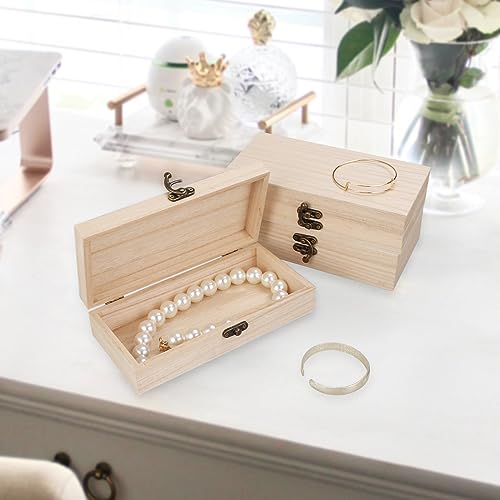 CYEAH Unfinished Wood Box Set of 8, 7.8 x 4 x 2 inch Rectangle Crafts Wooden Box, Wooden Storage Box with Hinged Lid for Crafts, Rustic Wood Gift CYEAH