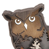 Rustic 3D Wooden Owl Carving Wall Décor - Multi-Layer Silhouette Figurine for Farmhouse and Mountain Theme Decor DOITOOL