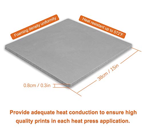 Silicone Mat for Heat Press 0.33Inch Thickest for Heat Transfer Machine for Cricut Easypress (Mat-1515) Delclynee