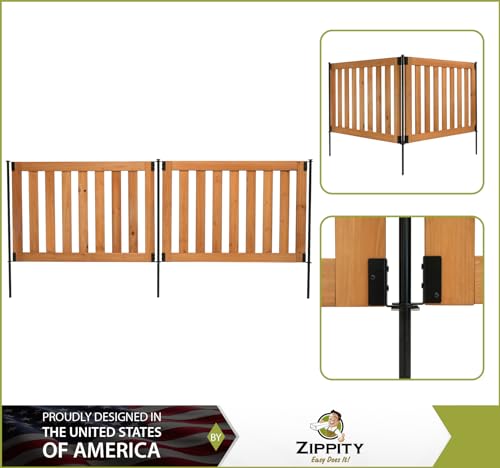 Zippity Outdoor Products ZP19075 Newberry Wood Fence Panel Kit, Perfect as a Small Dog Fence or Decorative Garden Fence, No Dig Install, 48” W x 32” - WoodArtSupply