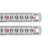 HARFINGTON 2pcs Stainless Steel Ruler 6-inch/15cm Metal Rulers 0.75" Wide, Inch and Metric Graduation Straight Edge Measuring Tool HARFINGTON