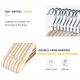 TOPIA HANGER Natural Unfinished Wooden Hangers with 360°Strong Swivel Hook and Smoothly Cut Shoulder Notches, 18-Pack Solid Wood Clothes Hangers for TOPIA HANGER