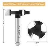 CNC Spoilboard Surfacing Router Bit 1/4 inch Shank, Extra Large 1-1/4 inch Cutting Diameter, Slab Flattening Router Bit Planing Bit Wood Planing Bit BINSTAK
