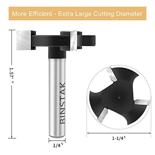 CNC Spoilboard Surfacing Router Bit 1/4 inch Shank, Extra Large 1-1/4 inch Cutting Diameter, Slab Flattening Router Bit Planing Bit Wood Planing Bit - WoodArtSupply