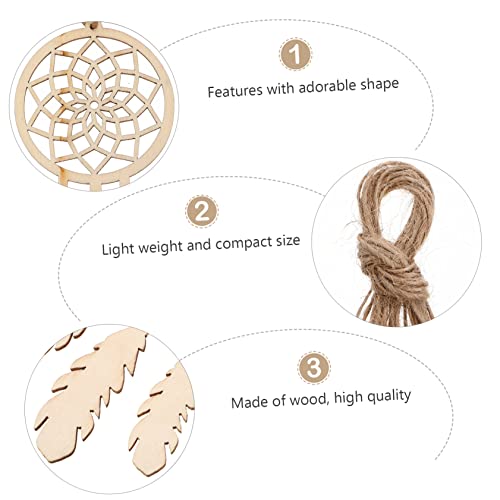 KALLORY 40pcs Wooden Dreamcatcher Xmas Embellishments Ornaments Unfinished Christmas DIY Dreamcatcher Hanging Ornaments Wood Crafts for Kids DIY KALLORY