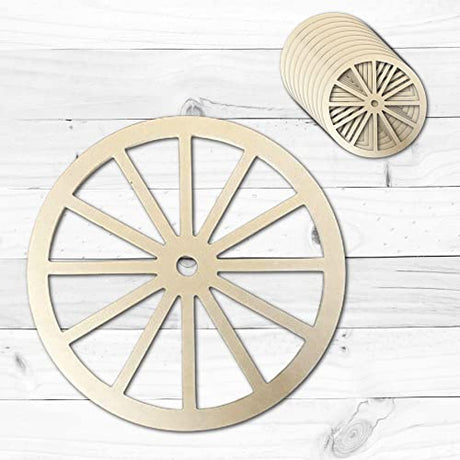 Set of 10 - 6'' x 1/4'' Wooden Wagon Wheel Shape, Unfinished Wood Craft, Build-A-Cross (1-4_6S1R23setof10) Generic