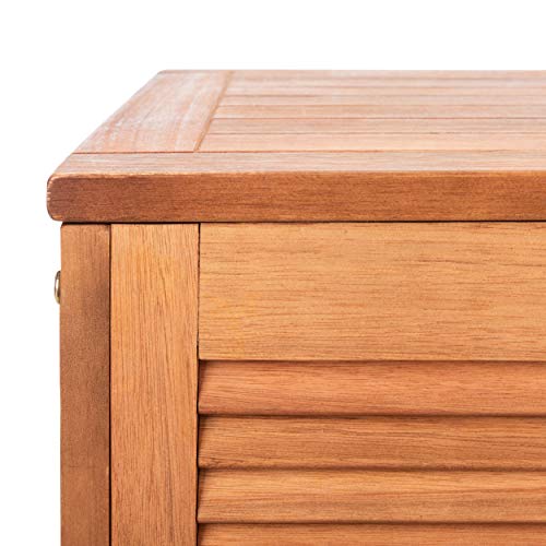 Safavieh PAT7038A Outdoor Collection Elina Teak 47.2" Cushion Deck Box, Natural - WoodArtSupply