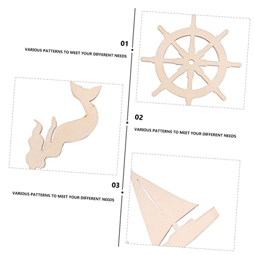 18 Pcs Blank Wooden chip Decorate Seaside Accessories Natural Wood Slices Beach Wood Carving Bamboo Wood Manual Crafts Blank Ornaments Wood Grain COHEALI