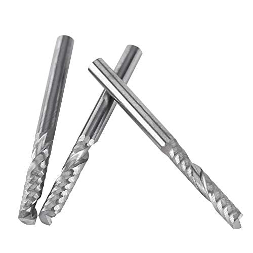 End Mill Bits 10 Pcs 1/8” Shank Single Flute End Mills Drill Bit Tool Tungsten Carbide CNC Router Milling Bits for Wood Aluminum Steel PCB PVC Yosoo Health Gear