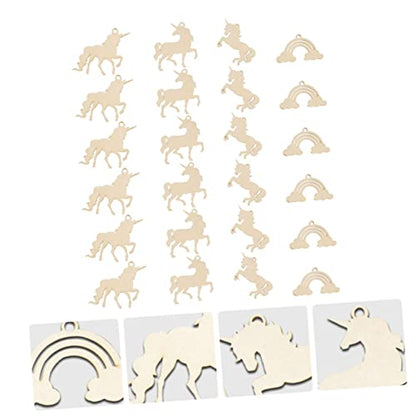 VOSAREA 1 Set Unicorn Chips Rainbow Shape Wooden Cutout Craft for Kids Shaped Slices Country Decor Kids Decor Animals for Kids Rainbow Shapes Wooden - WoodArtSupply