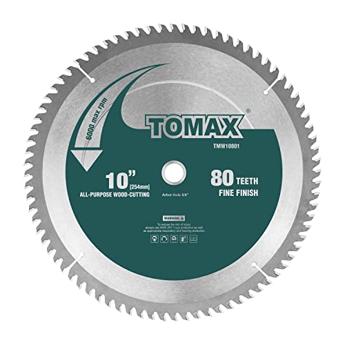 TOMAX 10-Inch 80 Tooth ATB Fine Finish Saw Blade with 5/8-Inch Arbor TOMAX