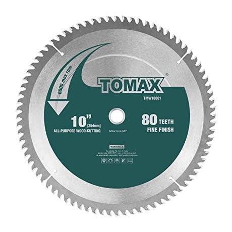 TOMAX 10-Inch 80 Tooth ATB Fine Finish Saw Blade with 5/8-Inch Arbor TOMAX