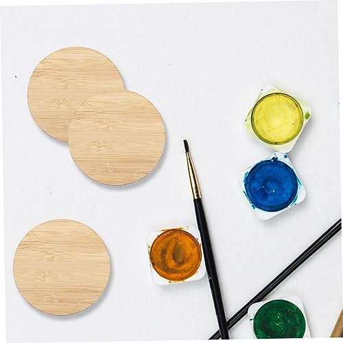 Operitacx 10pcs Round Bamboo Unfinished Bamboo Chips Premium Unfinished Slices Unfinished Round Chips Circle Blank Cutouts Painting Materials Operitacx