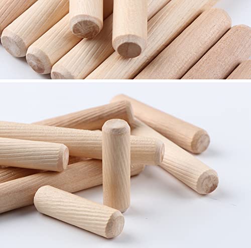 UtySty 100 Pack Wooden Dowel Pins Rods 3/8" x 1 1/2" Set Cabinet Drawer Round Fluted Birch Joinery Ends Pegs Furniture DIY Art Woodworking Door - WoodArtSupply