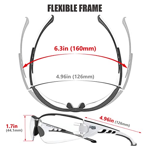 HTS HUNTERSKY E9532 Super Flexible Lightweight Anti Fog Wrap-Around U6 Clear Shooting Safety Glasses with ANSI Z87.1 Scratch Resist - WoodArtSupply