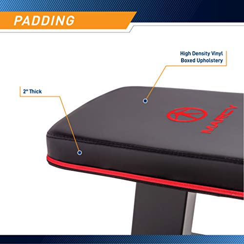 Marcy Deluxe Versatile Flat Bench Workout Utility Bench with Steel Frame SB-10510, Black, 19.00 x 17.00 x 44.00 inches MARCY