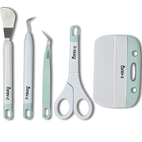 Craft Vinyl Weeding tools,Precision Craft Vinyl Tools Set,Weeders, Tweezers,Scissors, Spatula,XL Scraper and Felt storage bag. for corey-z