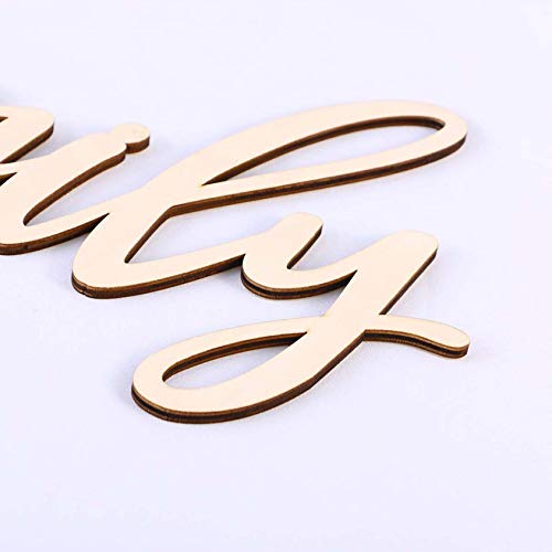 Family Wood Sign Cutout Family Wooden Letter Sign Hanging Decorative DIY Block Words Sign Door for Home Shop Hotel 2Pack Samanter