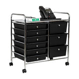 Mind Reader Rolling Cart with Drawers, Utility Cart, Craft Storage, Kitchen, Metal, 24.25"L x 15.25"W x 26.25"H, Black/Silver Mind Reader