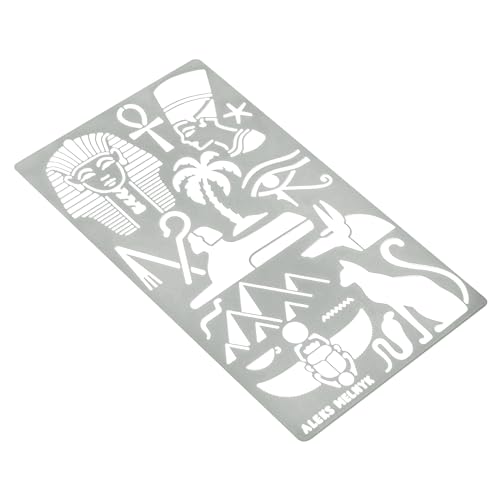 Aleks Melnyk #31 Egyptian Metal Journal Stencil, Hieroglyphics Stencil for Egyptian Paintings, Egyptian Cutouts, Steel Template, Wood Burning, - WoodArtSupply