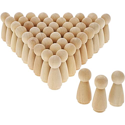 50 Pack Small Unfinished Wooden Peg People for DIY Crafts, Doll Kit for Painting and Decorating (2 in)