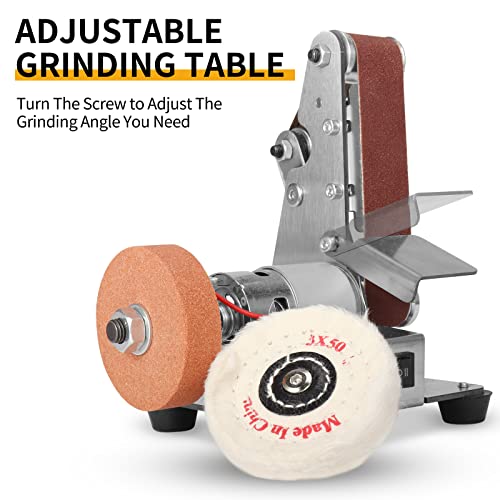 NuoDunco Mini Belt Sander - Electric Bench Grinder Sanding Machine, 7 Adjustable Table Top Grinder Polisher for DIY Woodworking, Metal Grinding, NuoDunco