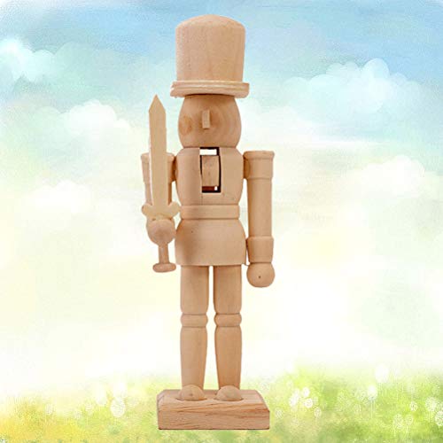 VOSAREA Christmas Wooden Nutcracker Wooden Unfinished Walnut Soldier DIY Blank Unpainted Nutcracker Puppet for Christmas DIY Crafts VOSAREA