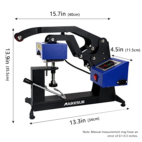 MAIKESUB Hat Heat Press Machine 6x3.2Inch Curved Element Cap Heat Press Clamshell Design Heat Press for Hats Rigid Steel Frame No Stick Digital LCD - WoodArtSupply