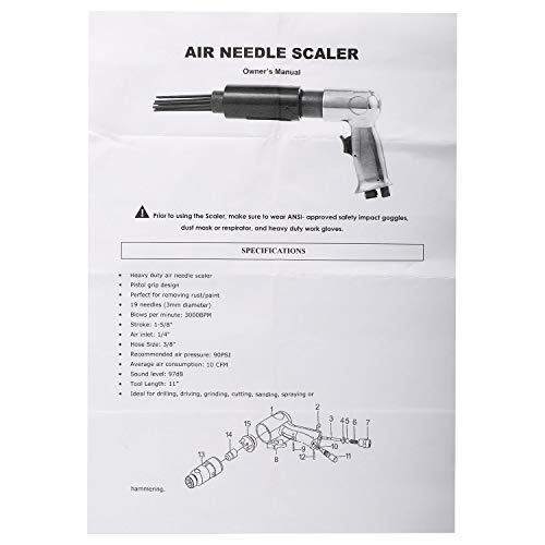 KUNTEC Air Needle Scaler Rust Weld Slag Removal Tool KUNTEC