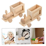 YARNOW 2pcs DIY Train Pen Holder Unfinished Wooden Toys Unfinished Blank Pen Cup Cute Pen Pot Statues Blank Wood Car Unpainted Wood Model Wooden YARNOW