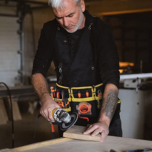 LOTKEY Tool Belt, 13 Pockets Tool Belts for Men Including Steel Hammer Loops Measuring Tape Holder Tool Pouch Adjustable Up to 41" for Woodworker, LOTKEY