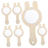 KALLORY 6pcs Wooden Mirror Unfinished Mirror Toys Childrens Arts Toy Small DIY Mirrors Wooden Drawing Mirrors Handheld Makeup Mirror Bathroom Vanity KALLORY