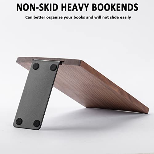 Muso Wood Handmade Walnut Book Ends, Non-Skid Bookends for Shelves, Large Sturdy Book Ends for Heavy Books, Decorative Book Shelf (1 Pair) muso wood