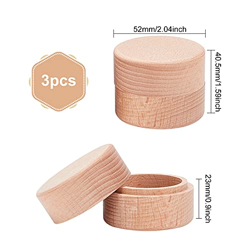 FINGERINSPIRE 3pcs 2x1.6 Inch Mini Round Wooden Box Small Storage Wooden Box Wedding Ring Jewelry Boxes DIY Storage Trinket Bearer Container Case - WoodArtSupply