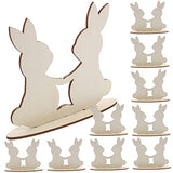 VOSAREA 10pcs White Rabbit Ornament Wood Rabbit Cutouts Wood Bunny Slice Bunny Shaped Wood Cutout Bunny Wooden Slices Easter Wood Embellishments DIY VOSAREA
