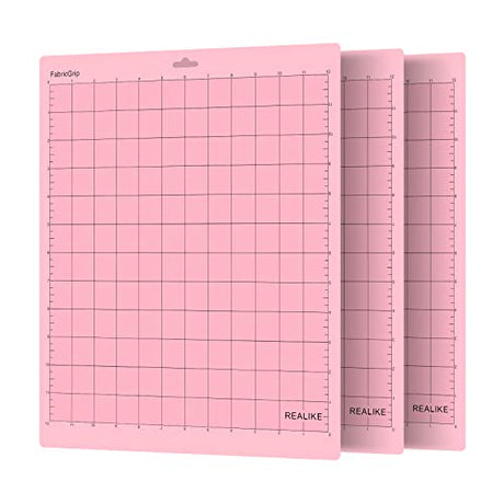 REALIKE 12x12 FabricGrip Cutting Mat for Cricut Maker 3/Maker/Explore 3/Air 2/Air/One(3 Mats), Fabric Adhesive Sticky Cut Mats Replacement REALIKE