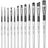 Nicpro 12 PCS Acrylic Paint Brushes Adult Art Paint Brush Set for Watercolor Oil Gouache Face Body Craft Miniatures Painting,Paintbrushes Nicpro