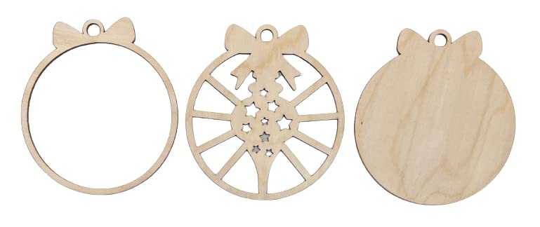 Ornament Door Sign 3 Pieces Laser Cut Out Unfinished RND72 The Wood Shape Store