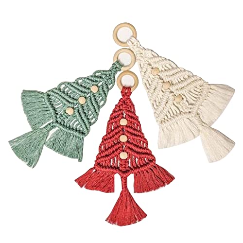 BVCED Christmas Tree DIY Kit,3 Set Christmas Macrame Woven Tree DIY Kit for for Beginners Christmas Tree Ornaments Holiday Wall Hanging Decor - WoodArtSupply