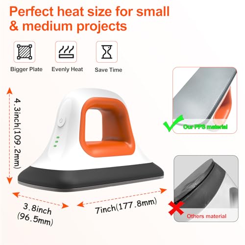 INFANT MOMENT Mini Heat Press Machine - (7"×3.8"), Heating Sublimation Transfer Projects for Tshirt Hats Bags Pillows Shoes Aprons,Features Insulated INFANT MOMENT