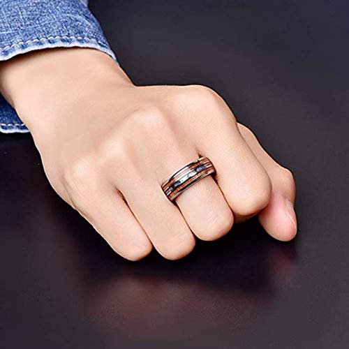 Vakki Abalone Shell Tungsten Rings for Men Women 8mm Hawaiian Wood Wedding Bands Size 14 Vakki