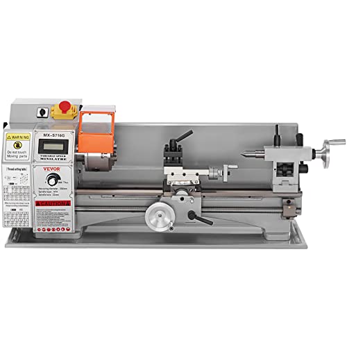 VEVOR Mini Metal Lathe Machine, 7'' x 16'', 800W Precision Benchtop Power Metal Lathe, 150-2500 RPM Continuously Variable Speed, with 3.9'' 3-jaw VEVOR