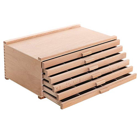 U.S. Art Supply 6 Drawer Wood Artist Supply Storage Box - Pastels, Pencils, Pens, Markers, Brushes US Art Supply