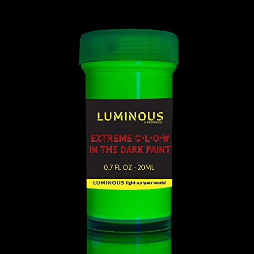 Luminous Extreme Glow in The Dark Paint - Set of 8 x 20 ml / 0.7 fl oz pots - Self-Luminous Glowing Neon Paints – High Pigmentation Long-Lasting - WoodArtSupply