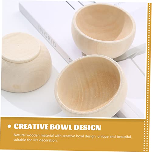 Abaodam 16 pcs small wooden bowl condiment bowls small wood bowls unfinished wooden bowl DIY mini serving bowl unfinished wood bowls wooden bowl for Abaodam