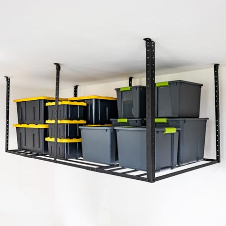 StoreYourBoard 4 x 8 Garage Storage Rack, Ceiling Shelf Overhead Organization, Heavy Duty Steel Platform Holds 700 lbs, 96 in. x 48 in. x 40 in. StoreYourBoard